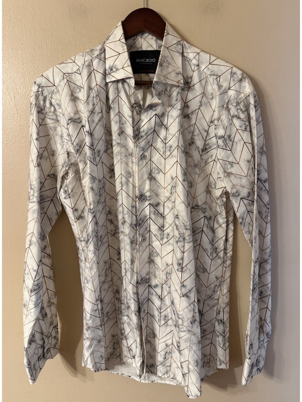MACEOO Paris Self Made Collection Fibonacci Marble White Dress Shirt Size 3/M